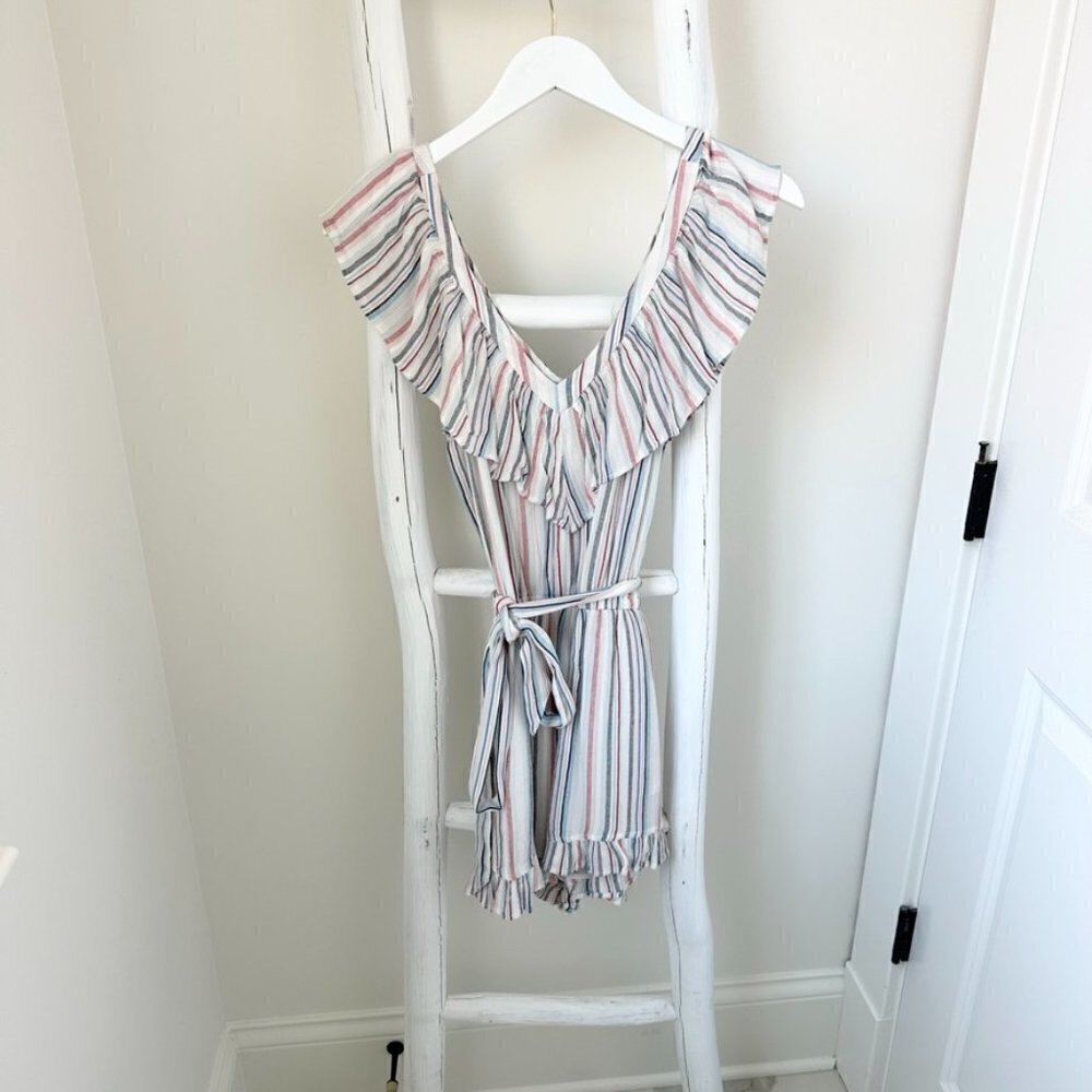 American Eagle Short Sleeve Striped Romantic Romper Sz S